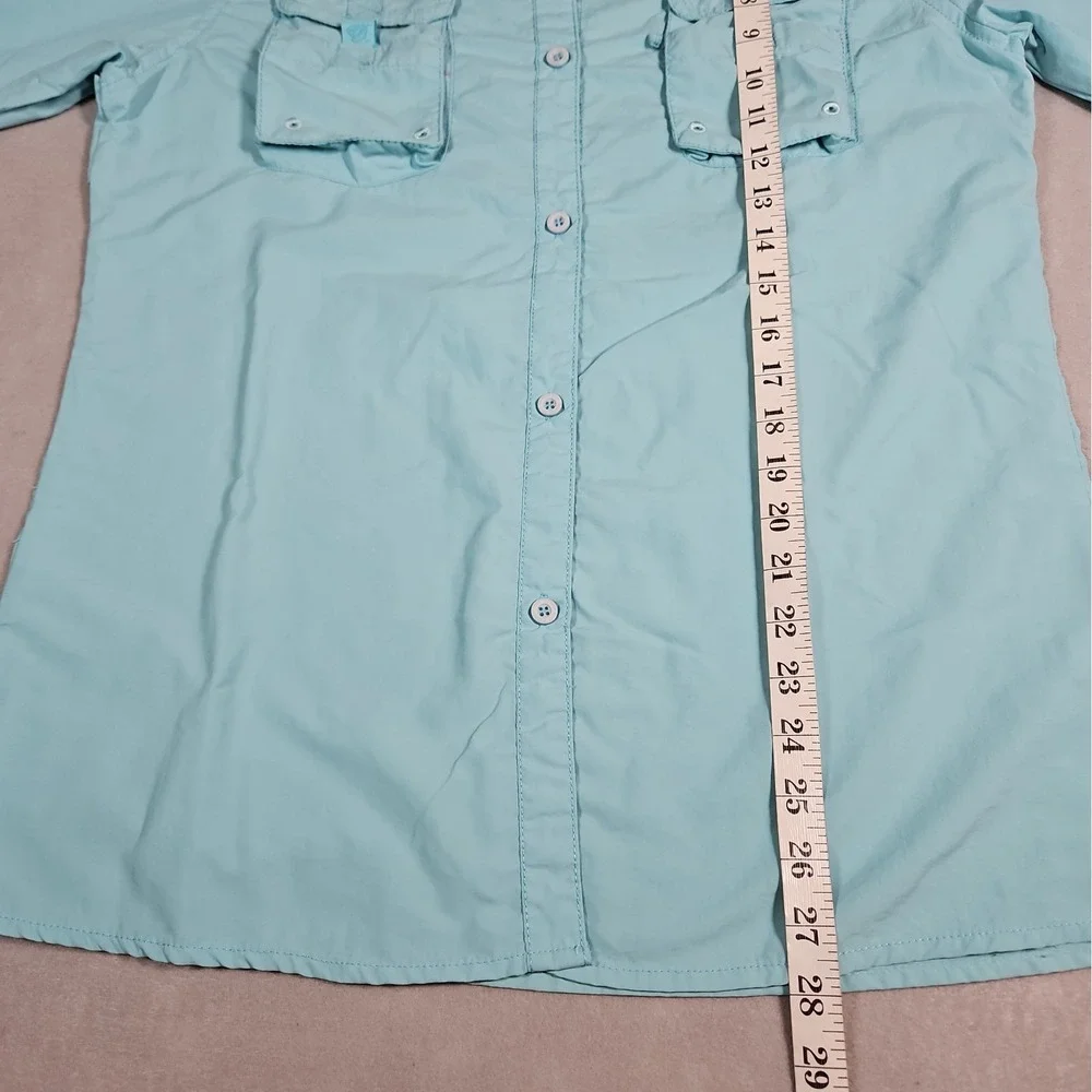 Banana Boat Womens Teal Vented Button Up Zion National Park Shirt Size Large
